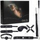 Kit Bondage 7 Peças em Couro Sintético Preto - Venda, Mordaça, Algemas e Mais